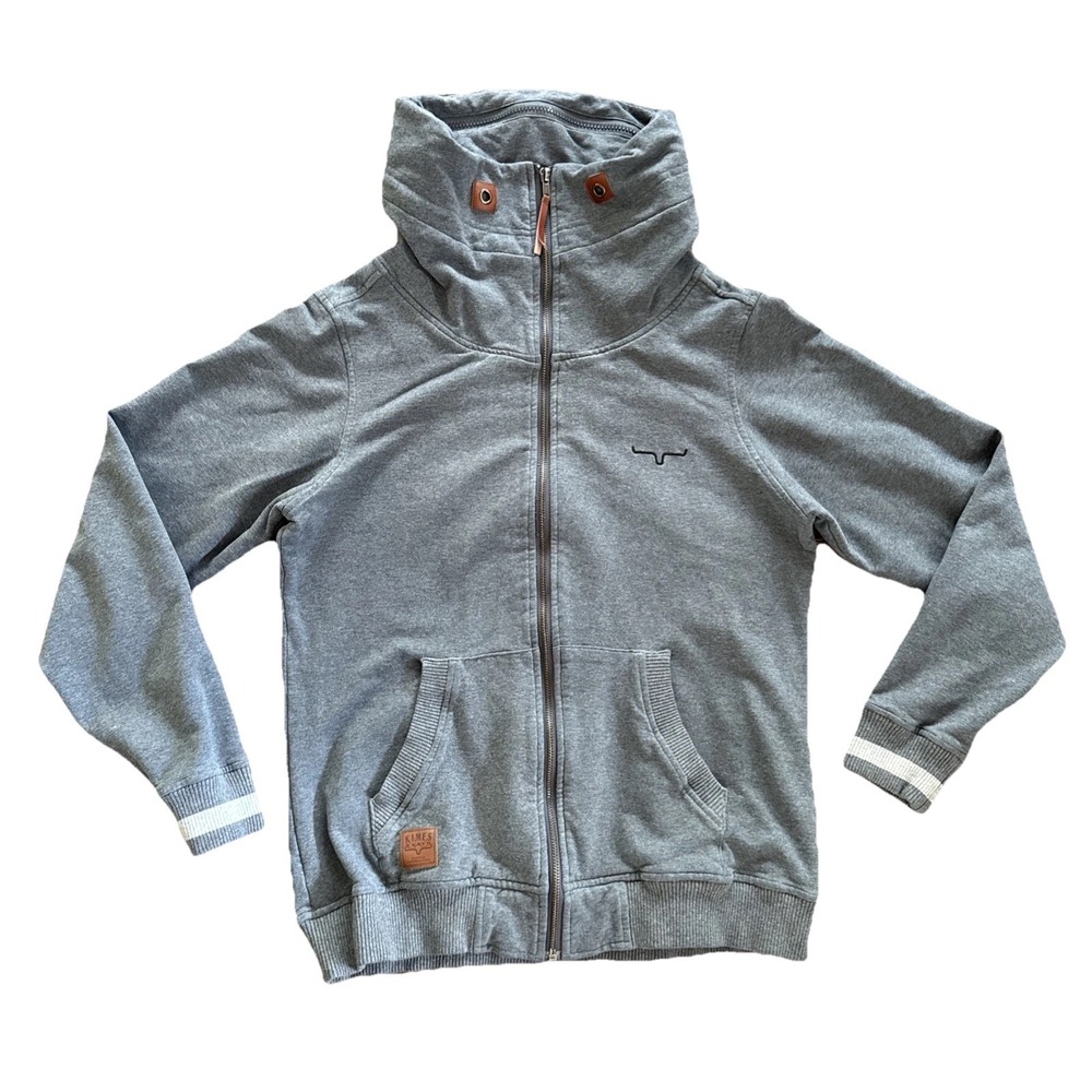 Kimes Ranch Full Zip Sweatshirt Women M Gray Western Funnel High Neck Cotton